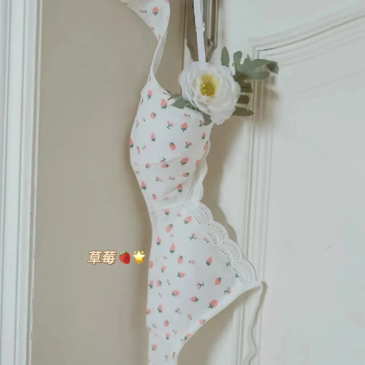 Cherry Print Lace Bra – Seamless Wire-Free Breathable Lingerie - Women’s Clothing & Accessories - Bra - 5