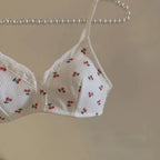 Cherry Print Lace Bra – Seamless Wire-Free Breathable Lingerie - Women’s Clothing & Accessories - Bra - 2