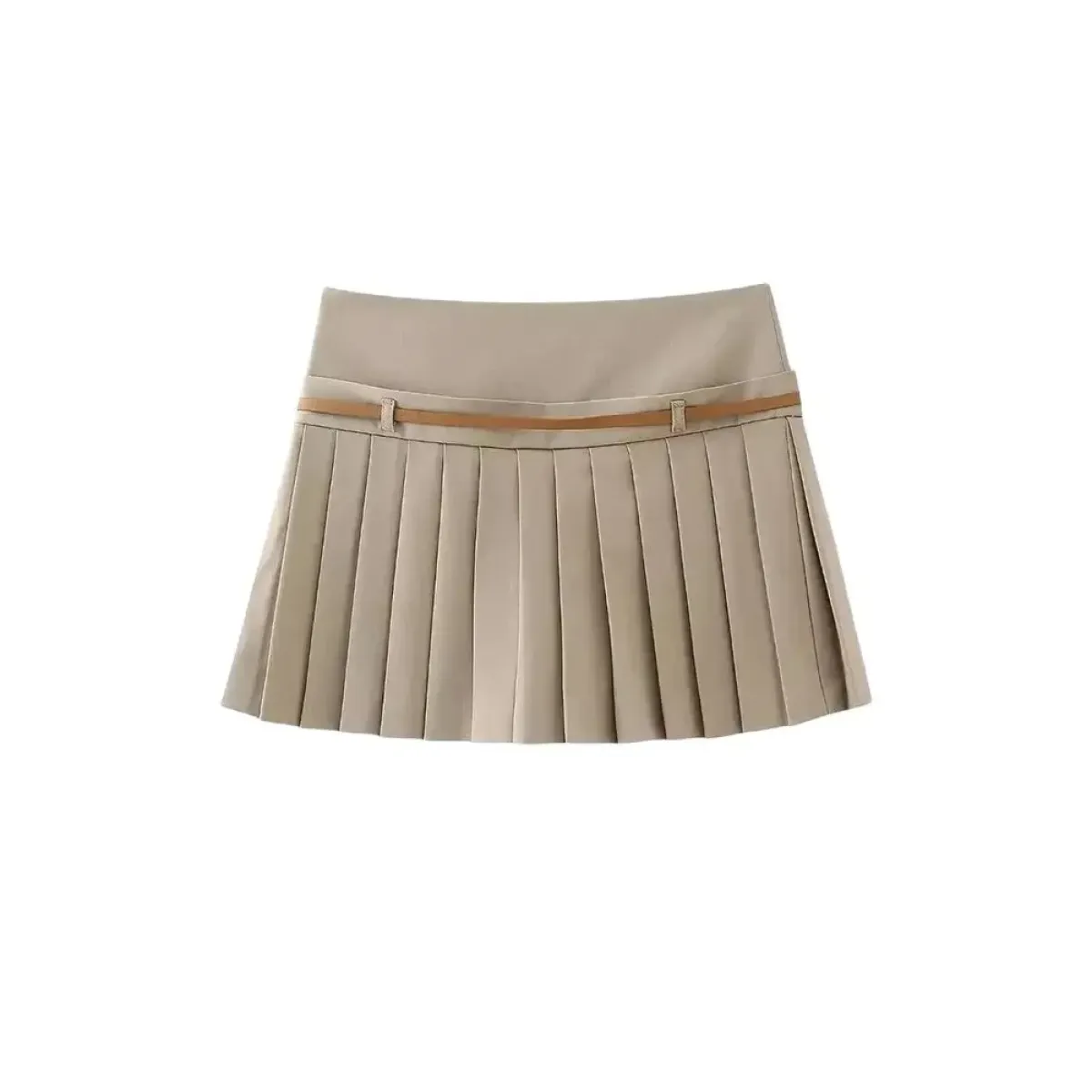 Chic Pleated Skort with Belt & Side Zipper - Harajuku Style - Skirt - 3