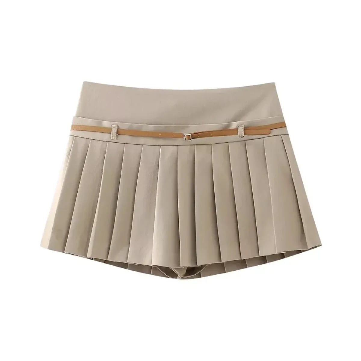 Chic Pleated Skort with Belt & Side Zipper - Harajuku Style - Skirt - 8