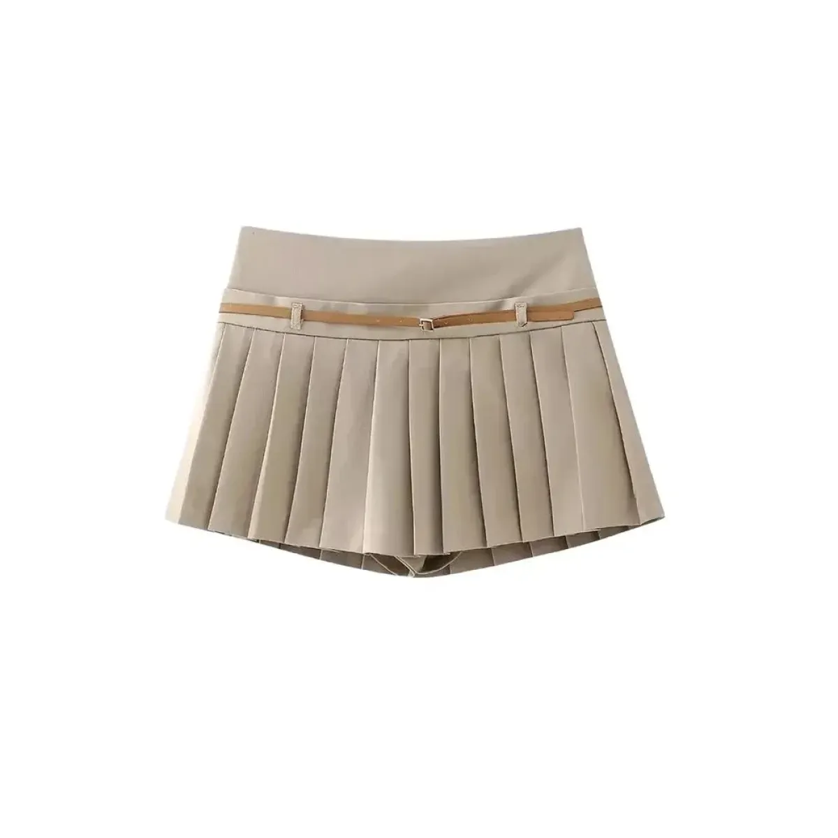 Chic Pleated Skort with Belt & Side Zipper - Harajuku Style - Skirt - 2