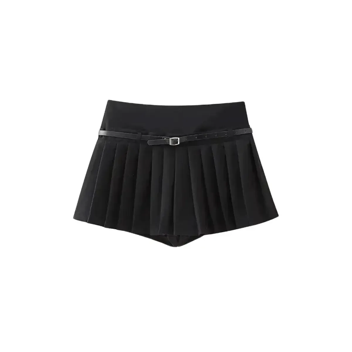 Chic Pleated Skort with Belt & Side Zipper - Harajuku Style - Skirt - 4