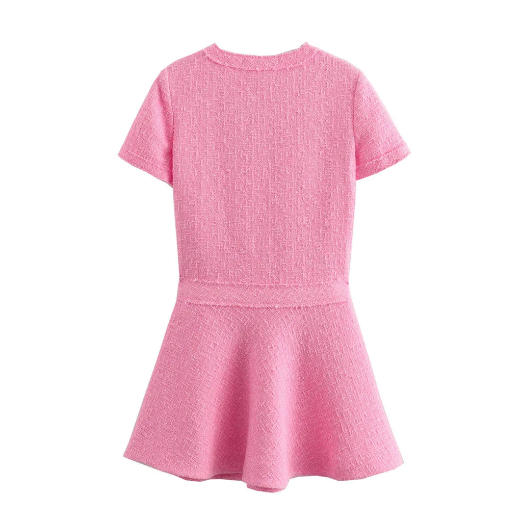 Chic Woolen Button Pocket A-Line Mini Dress - All Dresses - 3