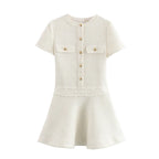 Chic Woolen Button Pocket A-Line Mini Dress - All Dresses - 4
