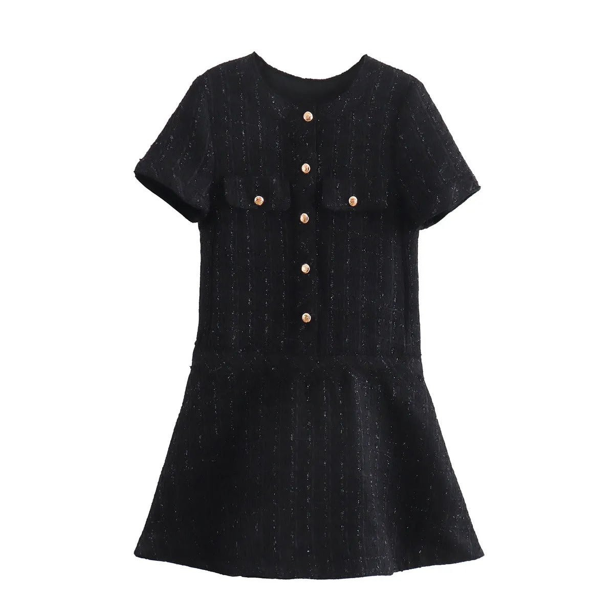 Chic Woolen Button Pocket A-Line Mini Dress - All Dresses - 5
