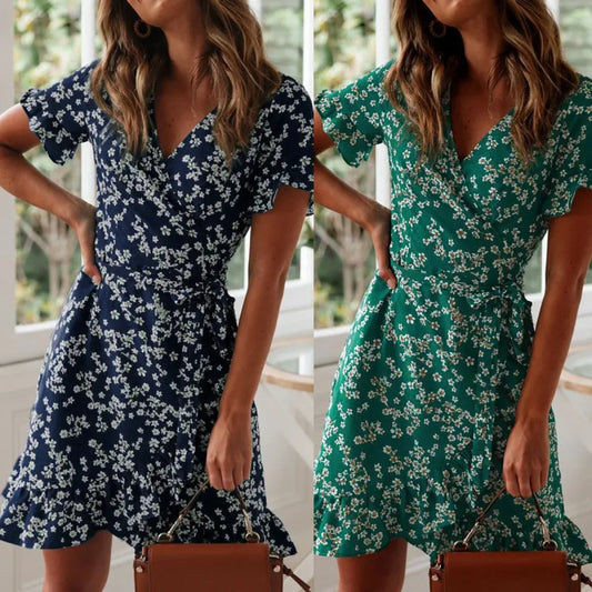 Boho Floral Ruffle Chiffon Dress - All Dresses - Dresses - 2