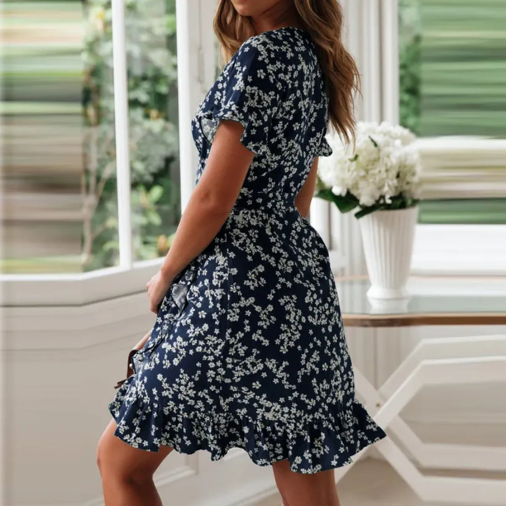Boho Floral Ruffle Chiffon Dress - All Dresses - Dresses - 5