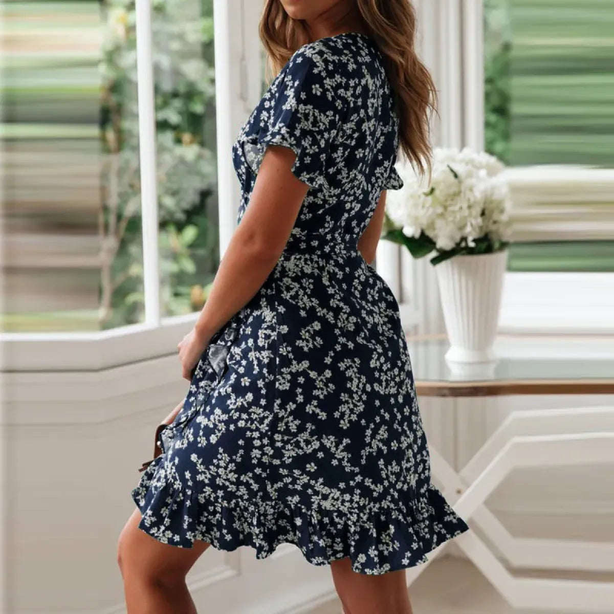 Boho Floral Ruffle Chiffon Dress - All Dresses - Dresses - 5