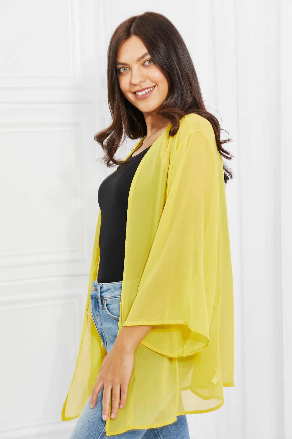 Just Breathe Full Size Chiffon Kimono in Yellow - Women’s Clothing & Accessories - Kimonos - 3 - 2024