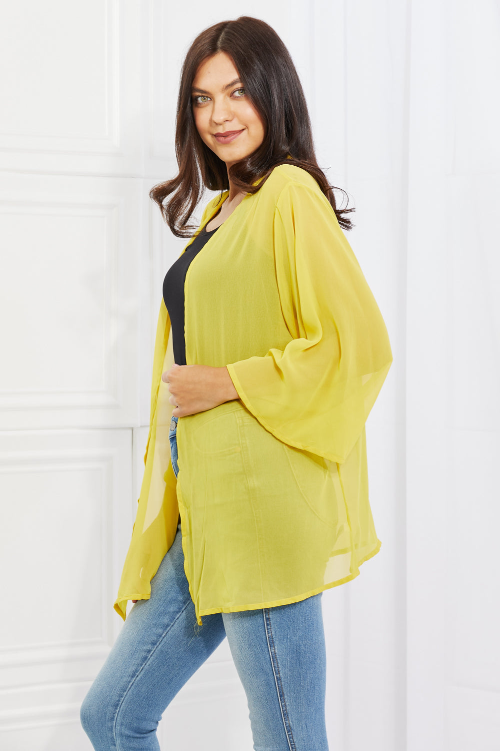 Just Breathe Full Size Chiffon Kimono in Yellow - Women’s Clothing & Accessories - Kimonos - 4 - 2024