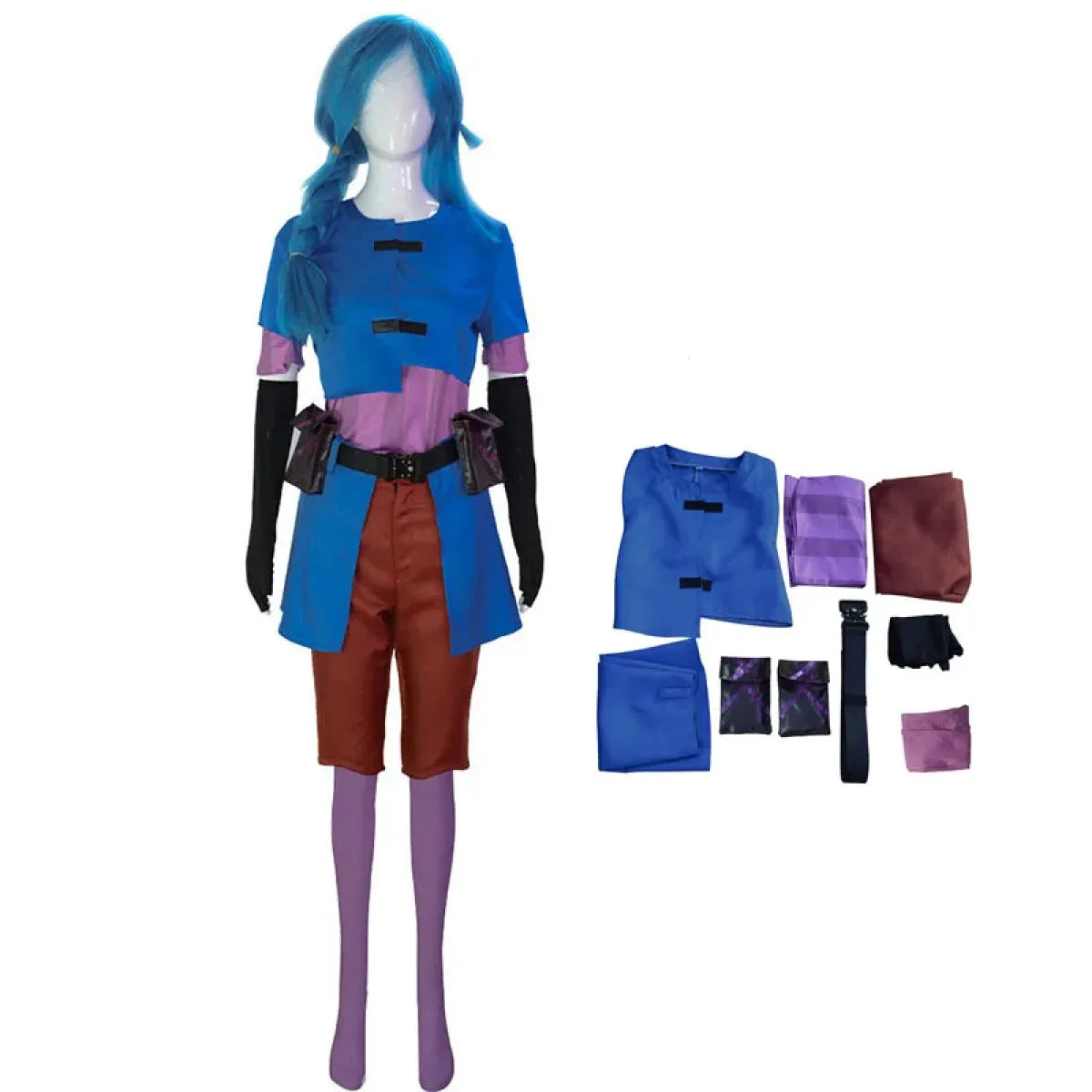 Jinx Childhood Cosplay Costume Set - Arcane LOL - Women’s Clothing & Accessories - Cosplay - 6