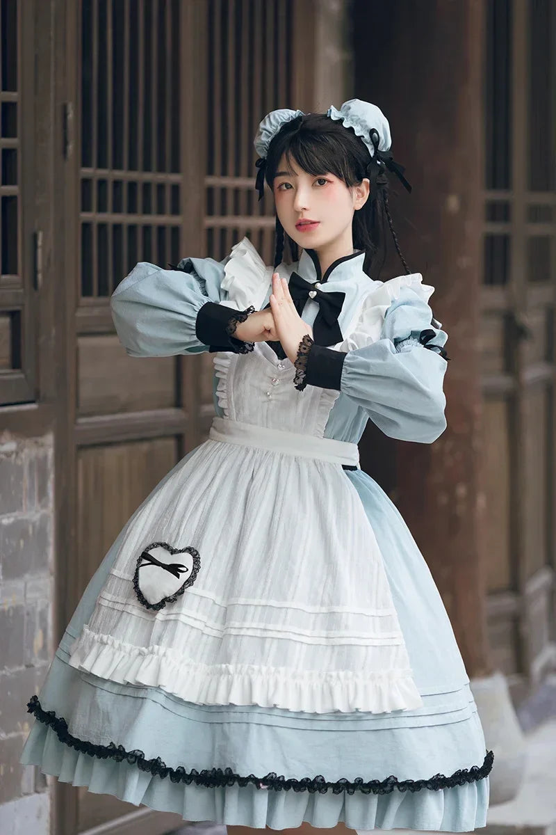 Original Chinese Cotton Velvet Stitching Apron Lolita Dress - All Dresses - Dresses - 5 - 2024