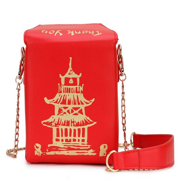 Chinese Takeout Box Chain Bag - Red - Women Bags & Wallets - Handbags - 21 - 2024