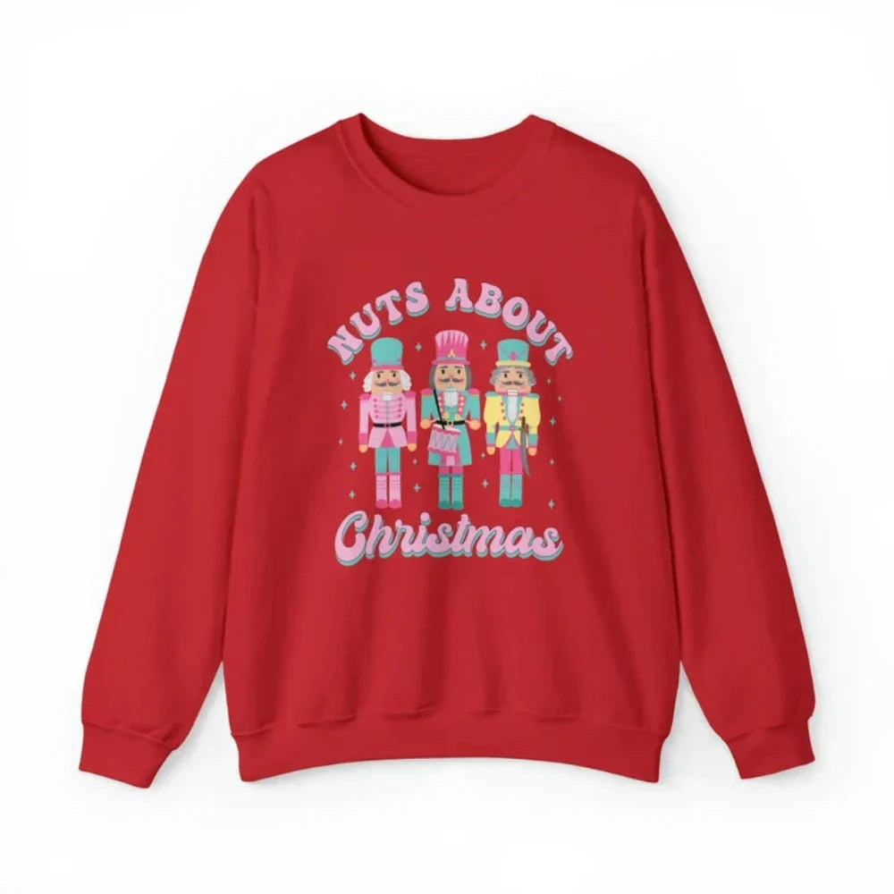 ’Nuts About Christmas’ Nutcracker Sweatshirt - Red / S - T-Shirts - Sweaters - 4 - 2024