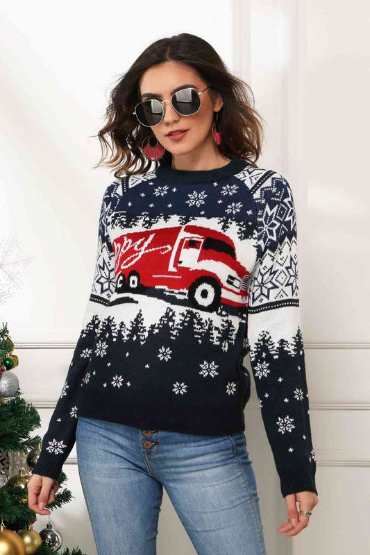 HAPPY Christmas Raglan Sleeve Sweater - Navy / S - Sweaters - Shirts & Tops - 1 - 2024