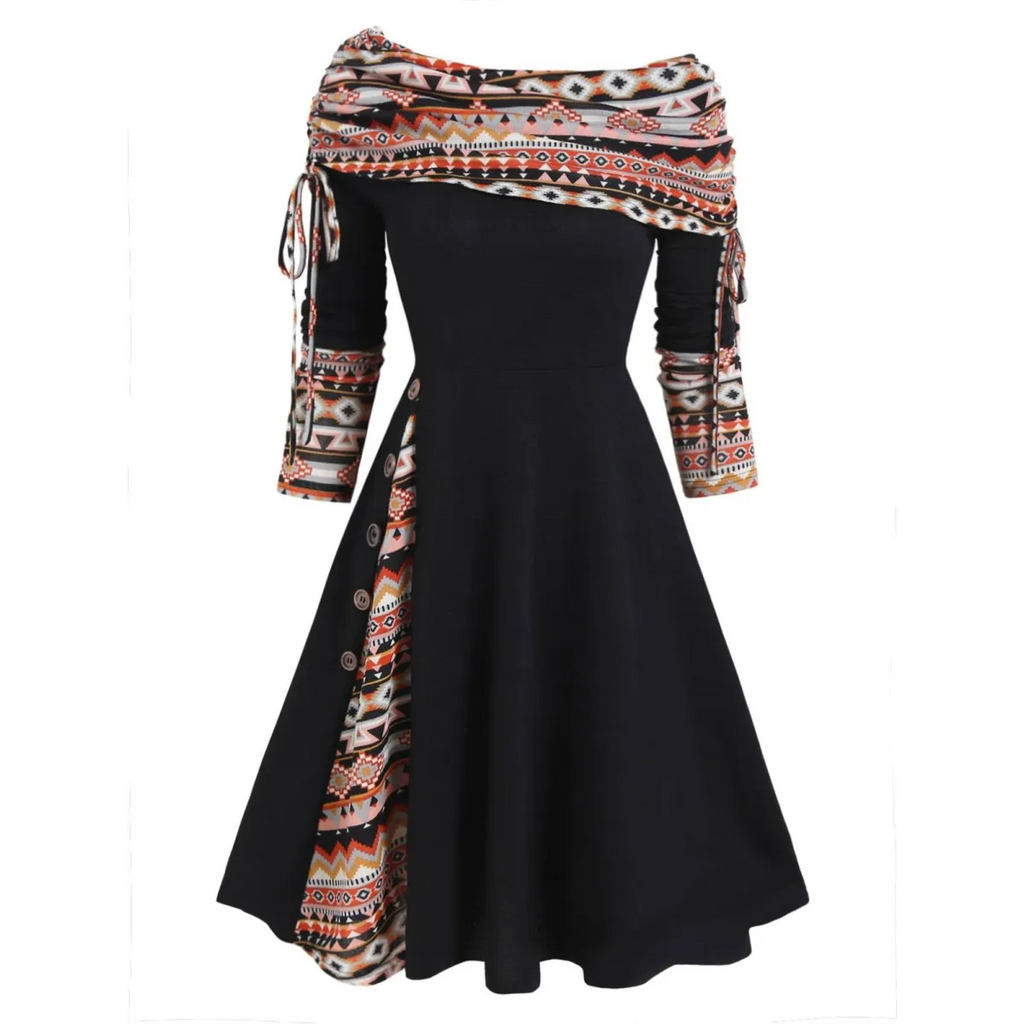 Cinched Striped Flare Dress - All Dresses - 12