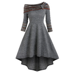 Cinched Striped Flare Dress - All Dresses - 16