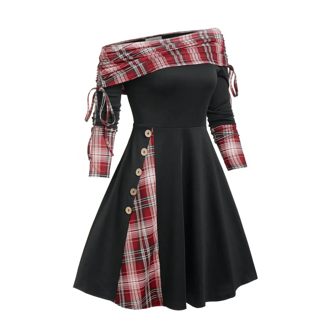 Cinched Striped Flare Dress - All Dresses - 19