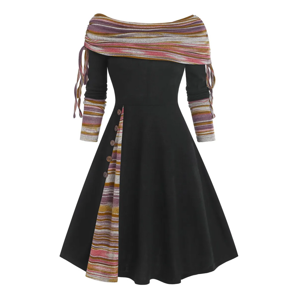 Cinched Striped Flare Dress - All Dresses - 5
