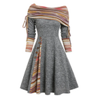 Cinched Striped Flare Dress - All Dresses - 7