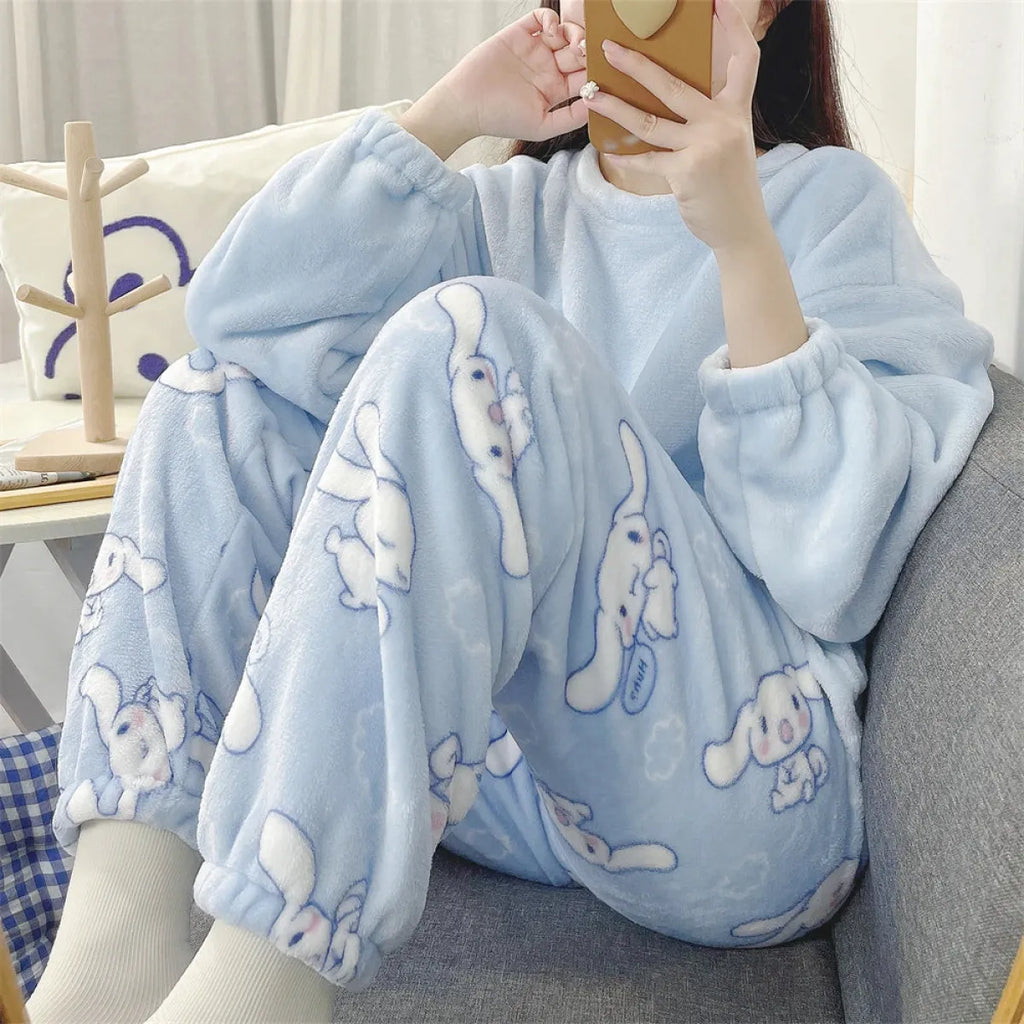 Hello Kitty Kuromi My Melody Cinnamoroll Flannel Pajamas - Pajamas - Pajamas - 2