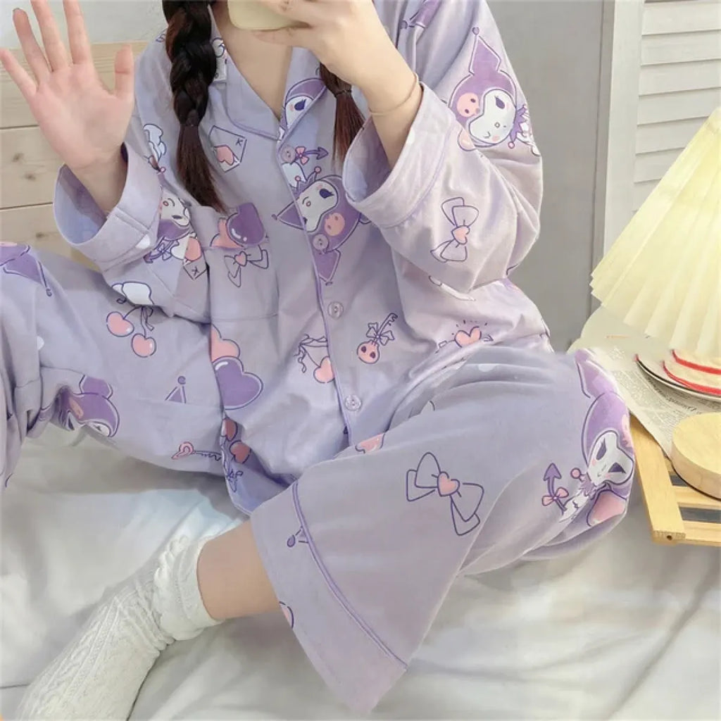 Hello Kitty Kuromi My Melody Cinnamoroll Flannel Pajamas - Pajamas - Pajamas - 11
