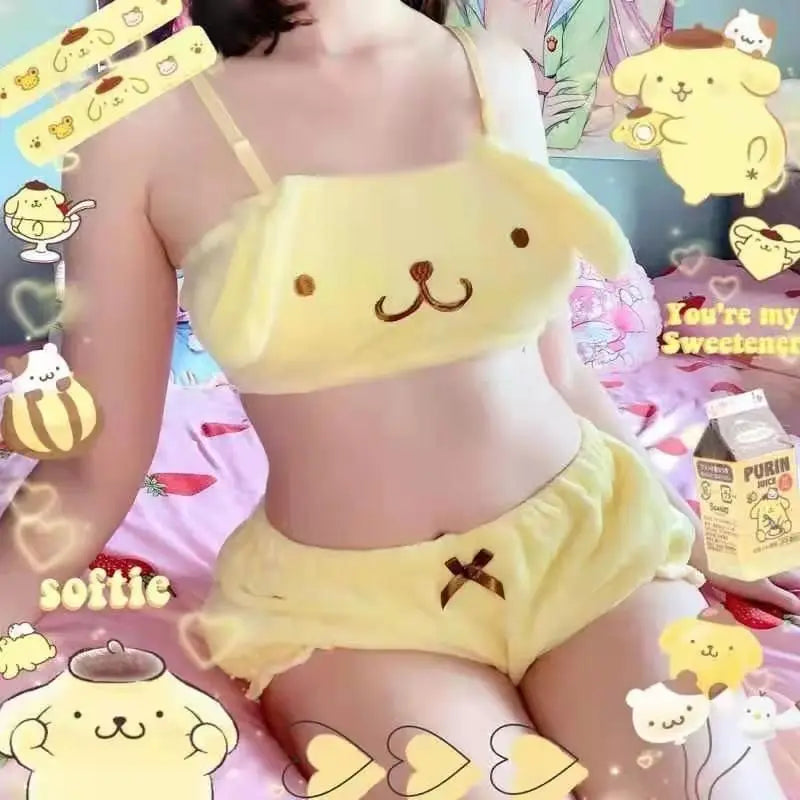 Kuromi My Melody Cinnamoroll Pajamas - Yellow / XL - Bras - Pajamas - 7 - 2024