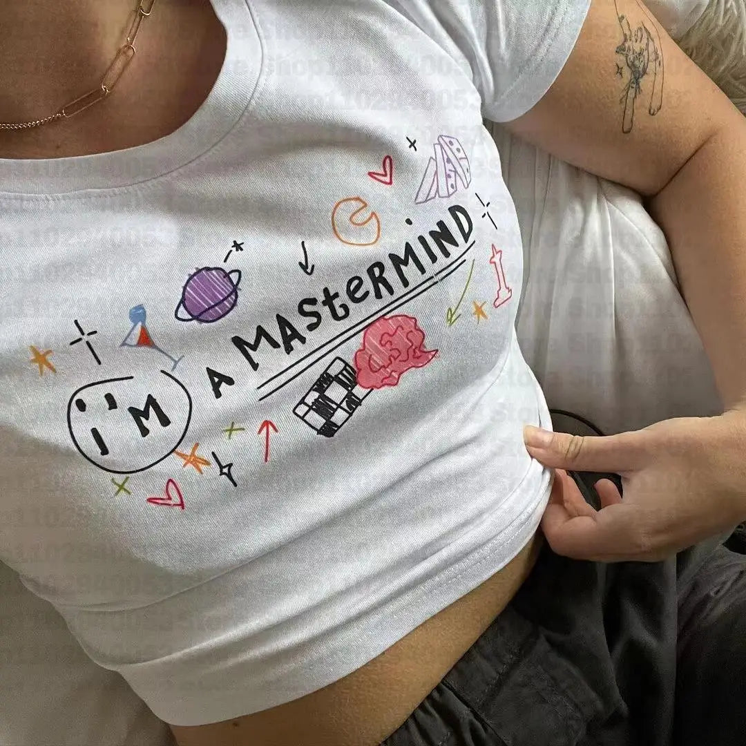 ’I’m A Matermind’ - Clever Quips Cropped Tee - T-Shirts - Shirts & Tops - 4 - 2024