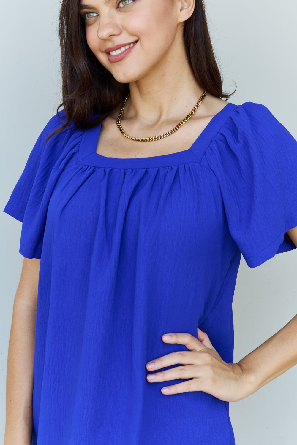 Keep Me Close Square Neck Short Sleeve Blouse in Royal - Women’s Clothing & Accessories - Dresses - 4 - 2024