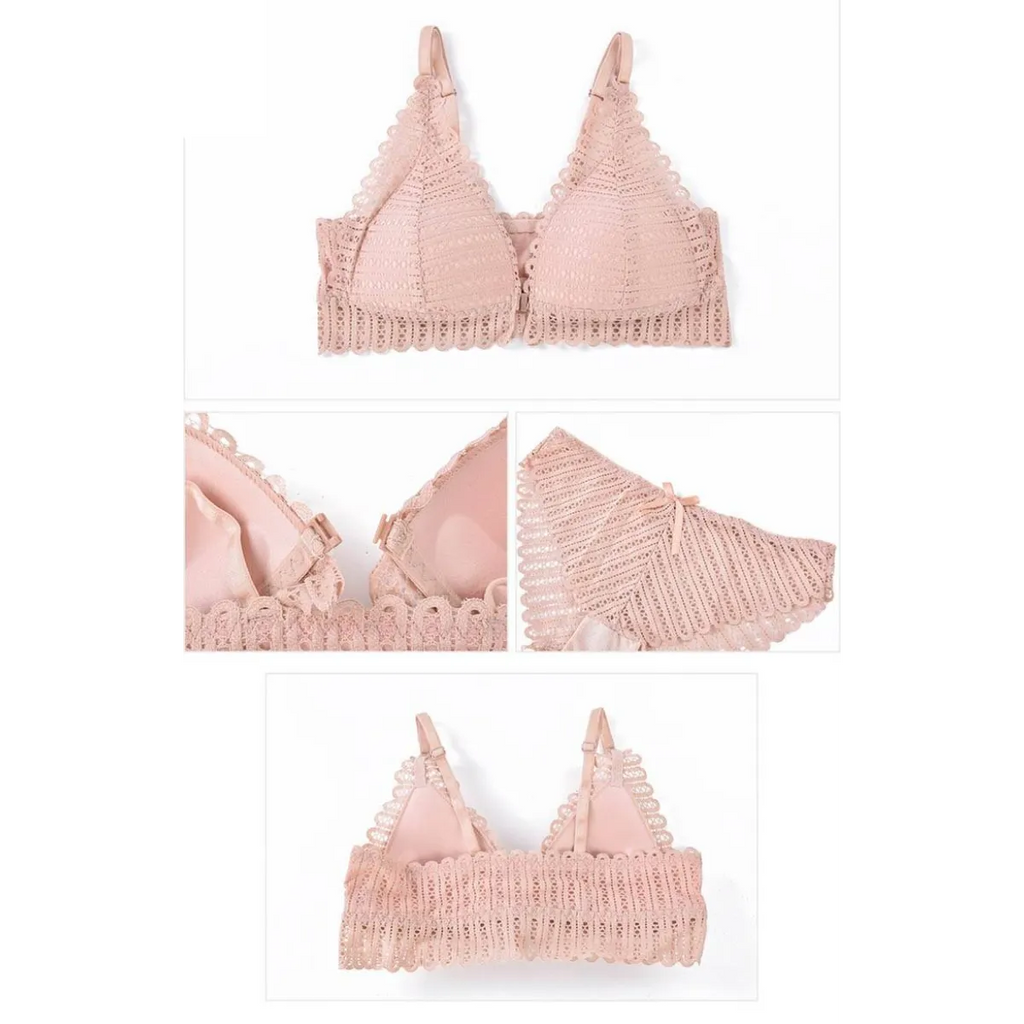 Lace Front Closure Bra With Panties Set - Women’s Clothing & Accessories - 14