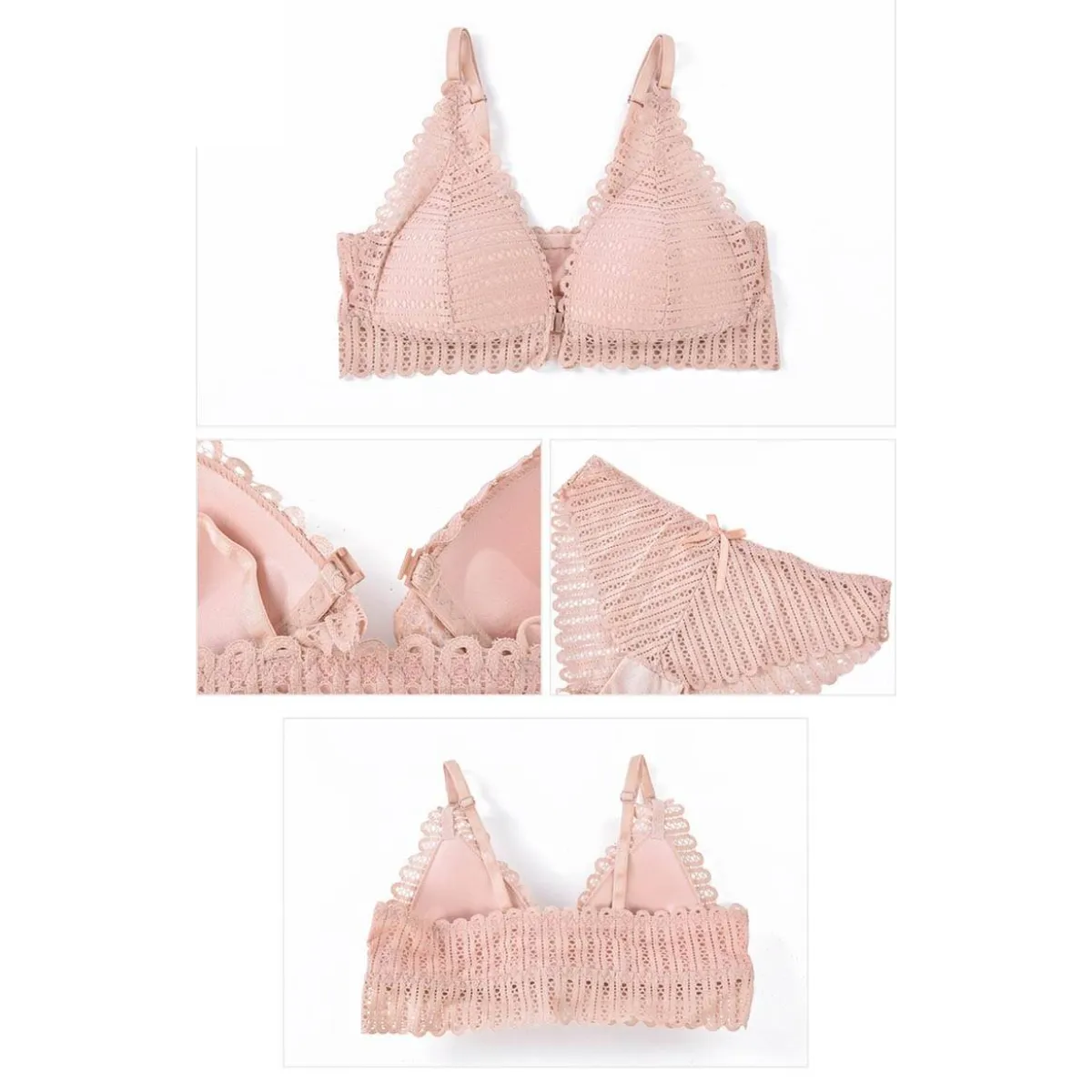 Lace Front Closure Bra With Panties Set - Women’s Clothing & Accessories - 14