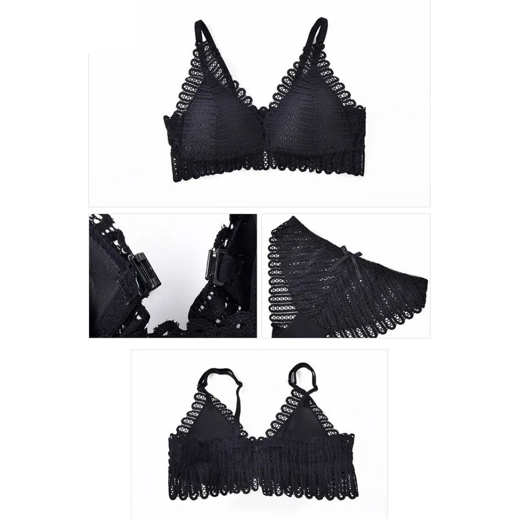 Lace Front Closure Bra With Panties Set - Women’s Clothing & Accessories - 15