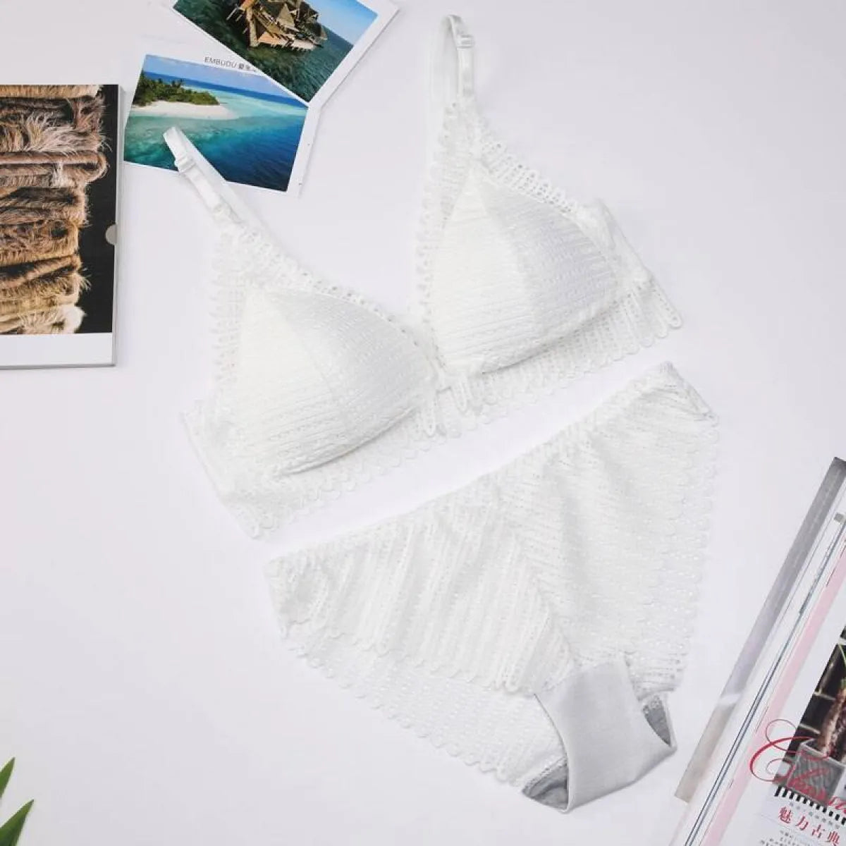 Lace Front Closure Bra With Panties Set - Best Sellers - 16