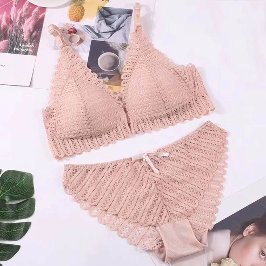 Lace Front Closure Bra With Panties Set - Women’s Clothing & Accessories - 19