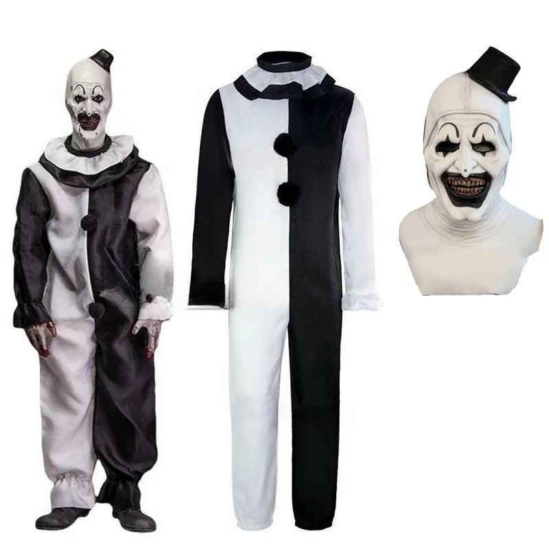 Terrifier 2 Art The Clown Cosplay Costume – Jumpsuit & Mask Halloween Set - Costume and mask A / S - Women’s