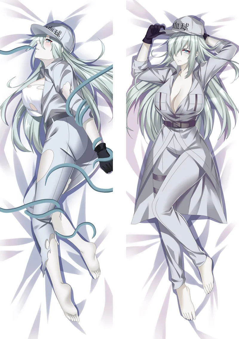 Cells At Work Code Black Dakimakura - White Blood Cell Pillow Case - Black / 34x100cm Peach Skin - Dakimakura