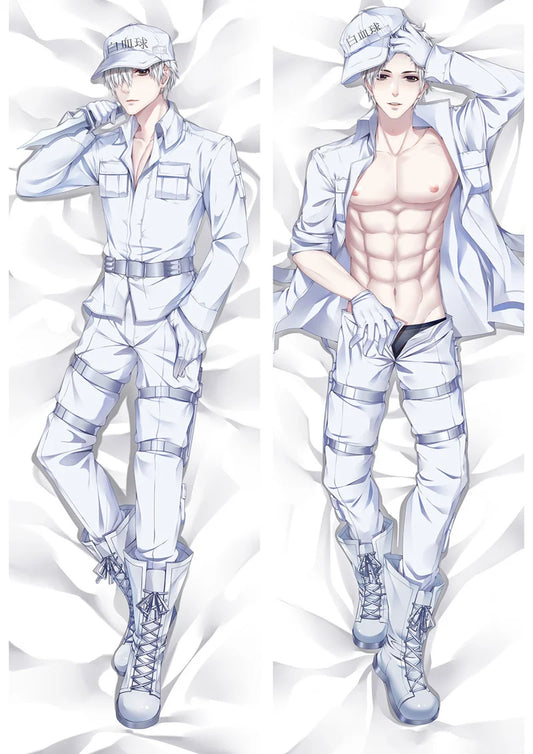 Cells At Work Code Black Dakimakura - White Blood Cell Pillow Case - White / 34x100cm Peach Skin - Dakimakura