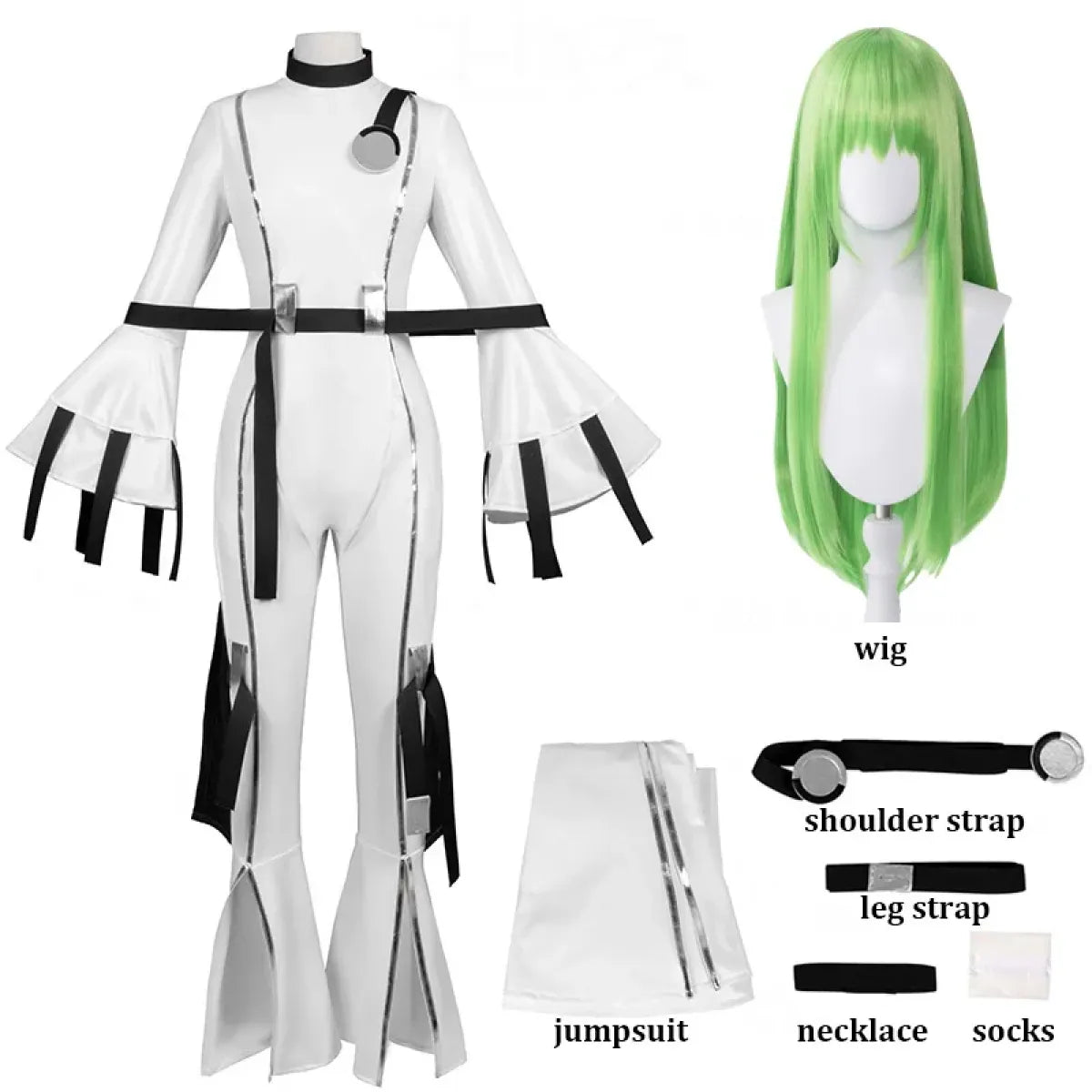C.C. Code Geass Cosplay Costume Set with Wig - Women’s Clothing & Accessories - Cosplay - 1