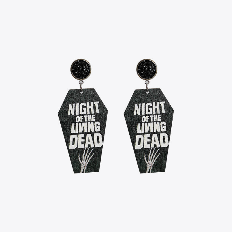 Coffin Shape Wooden Dangle Earrings - Women’s Jewelry - Earrings - 1 - 2024