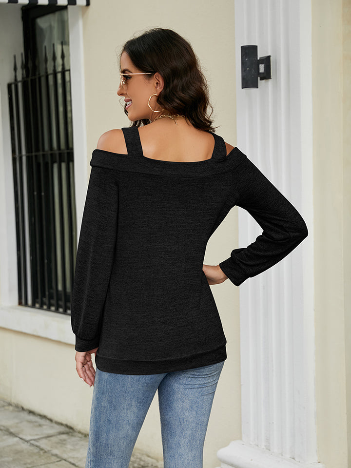 Cold Shoulder Cutout Square Neck Blouse - Women’s Clothing & Accessories - Shirts & Tops - 6 - 2024