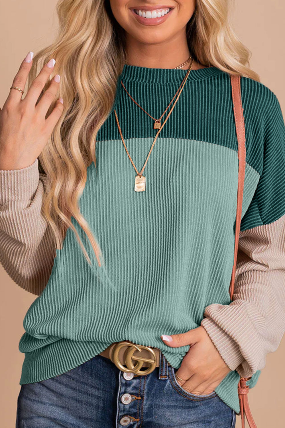 Color Block Dropped Shoulder T-Shirt - Teal / S - T-Shirts - Shirts & Tops - 13 - 2024