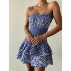 Colorblock Embroidered Strapless Dress - All Dresses - Dresses - 3