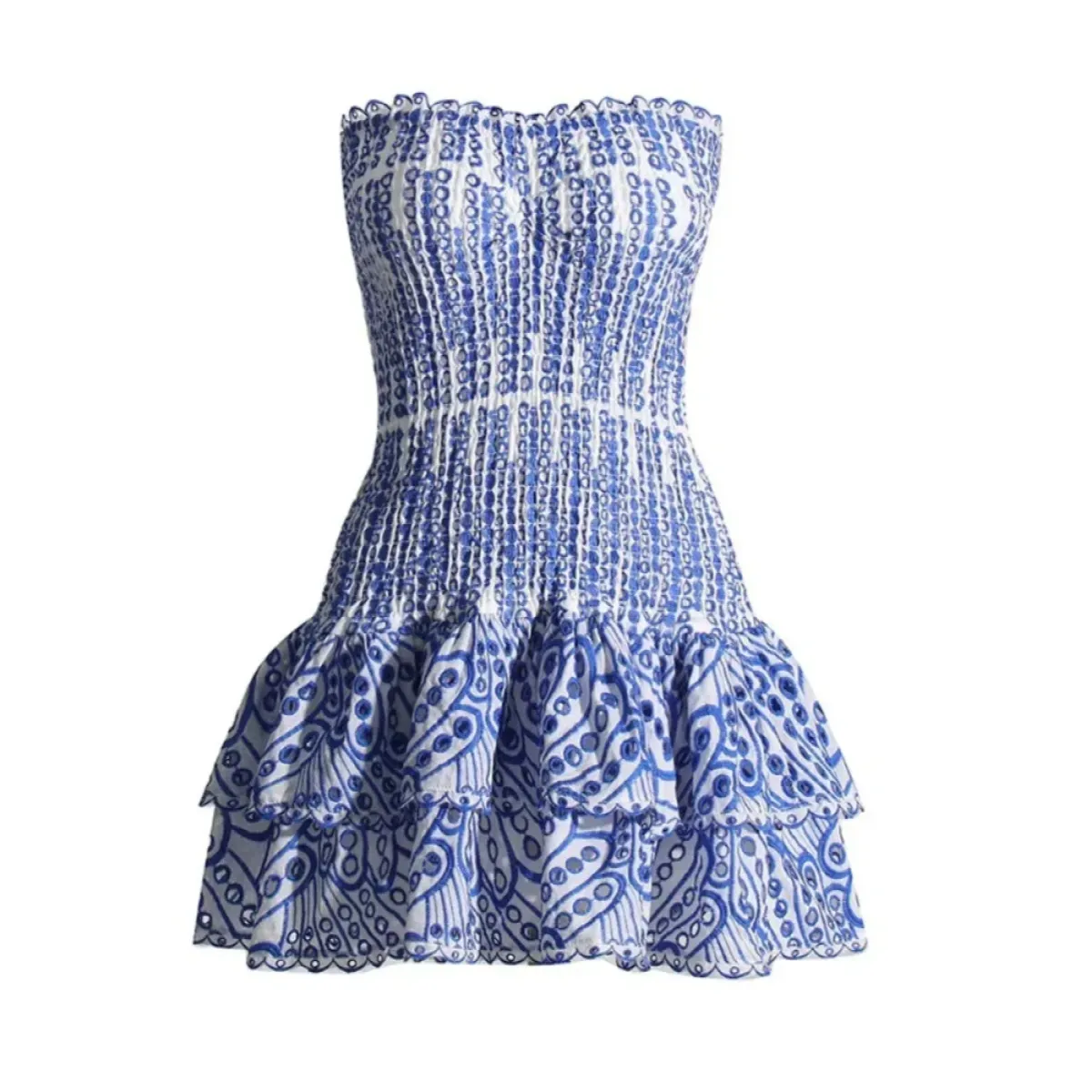 Colorblock Embroidered Strapless Dress - All Dresses - Dresses - 4