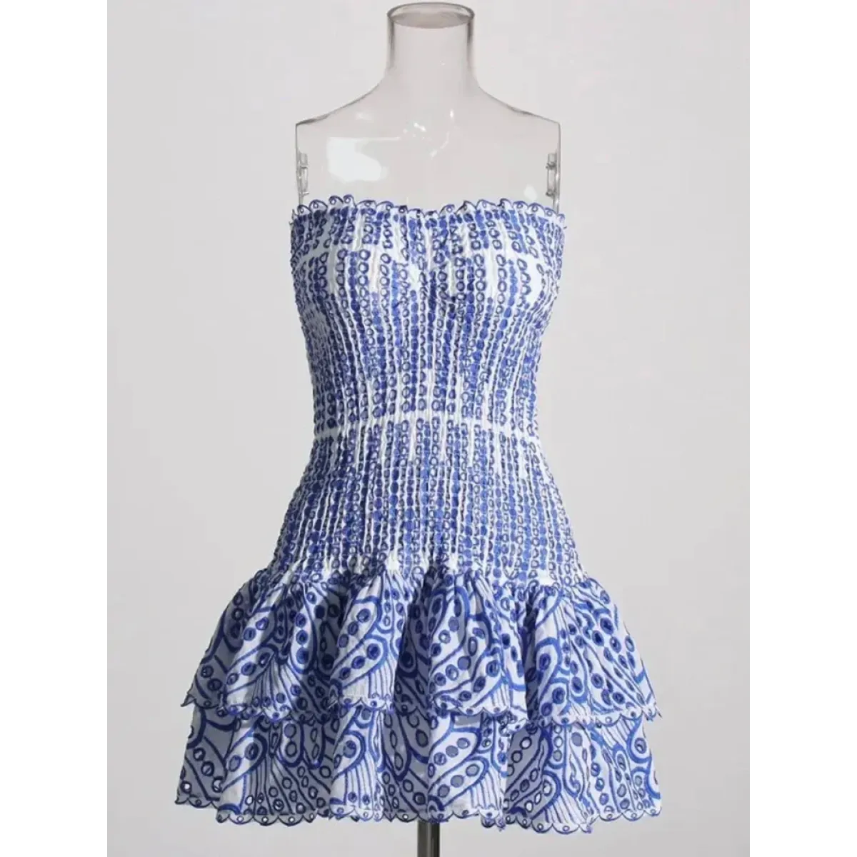 Colorblock Embroidered Strapless Dress - All Dresses - Dresses - 5