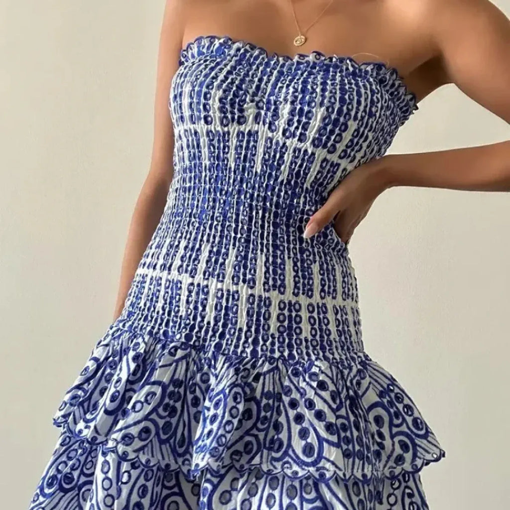 Colorblock Embroidered Strapless Dress - All Dresses - Dresses - 7