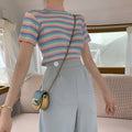 Colorful Striped Crop Top - T-Shirts - 10