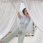 Colorful Striped Crop Top - T-Shirts - 4