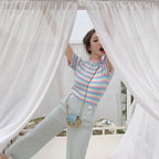 Colorful Striped Crop Top - T-Shirts - 6