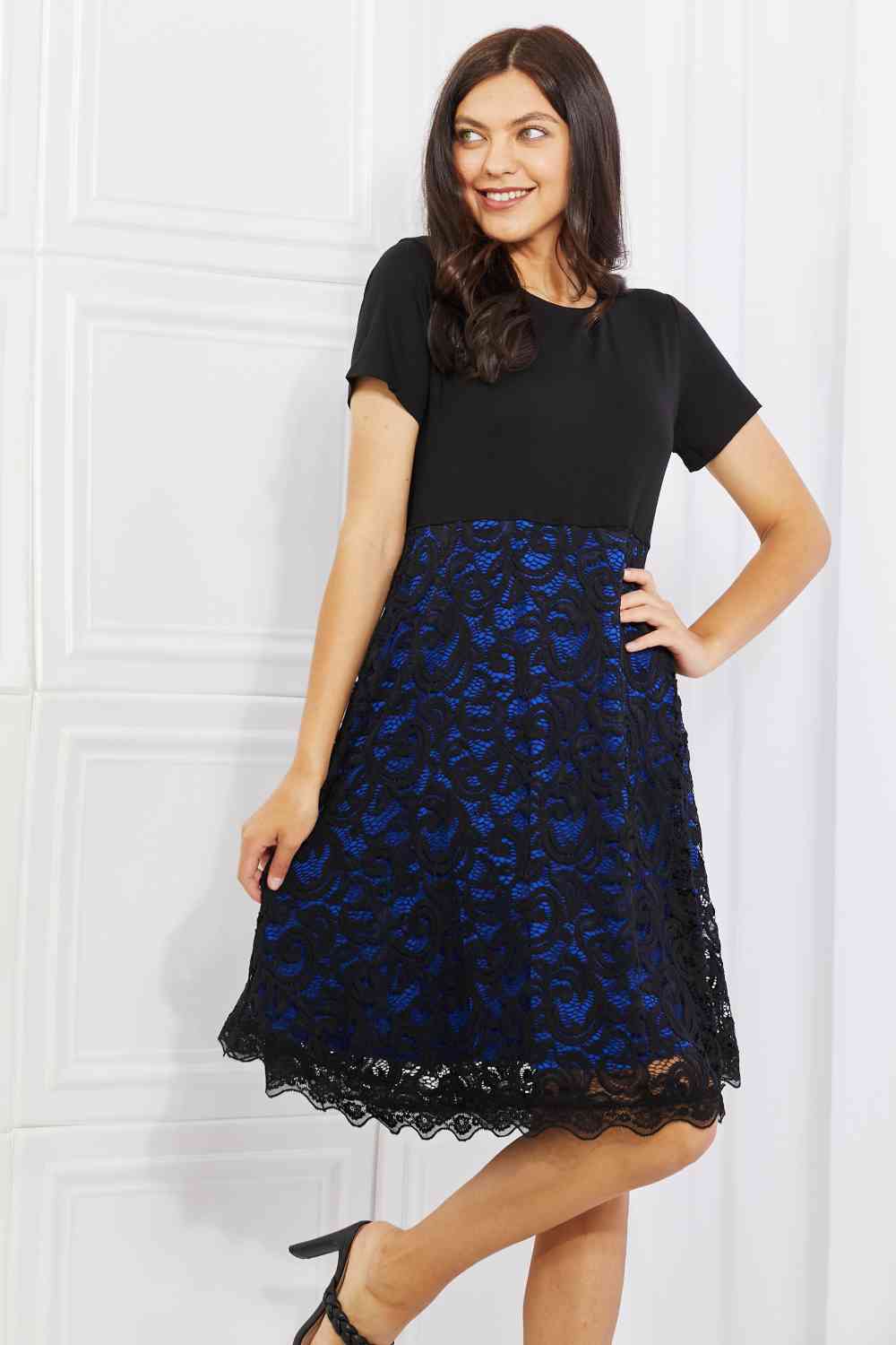 Full Size Contrasting Lace Midi Dress - All Dresses - Dresses - 4 - 2024