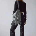 Nylon Bow Drawstring Convertible Backpack - Women Bags & Wallets - Backpack - 2